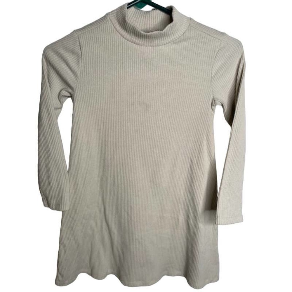 Old Navy Girls Turtleneck Long Sleeve Dress, Oatmeal Sz 6/7